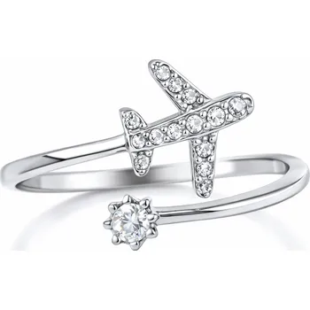 Prsten Stříbrný prsten letadlo se zirkony Airframe