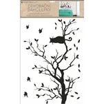 Samolepící dekorace: Černá větev s kočkou