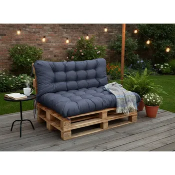 Podsedák Paletové prošívané sezení PIETRO SET - sedák 120x80 cm, opěrka 120x40 cm, modrá color 04, Mybesthome mall VO