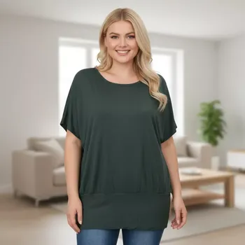 Dámské tričko Dámské zelené triko s pružným lemem Italská móda uni velikost L-XXXL P2008