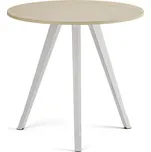 Konferenční stůl PRIMO ZEN, průměr 80 cm, bílá podnož, bříza