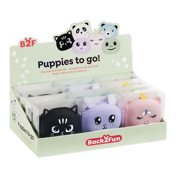Party dekorace Miquelrius B2F - peněženka se zipem Puppies to go, mix motivů, 12 ks, displej, mix barev