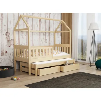 Dětská postel Domečková postel s přistýlkou Revo Barva dřeva: Borovice přírodní, 80x180