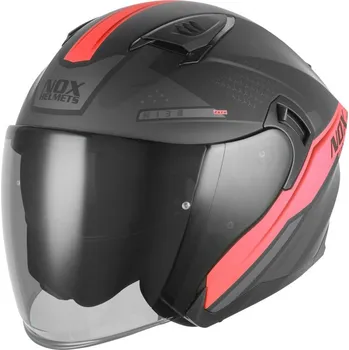 Helma na motorku přilba N130 EKTO, NOX (černá matná, červená, vel. XL)