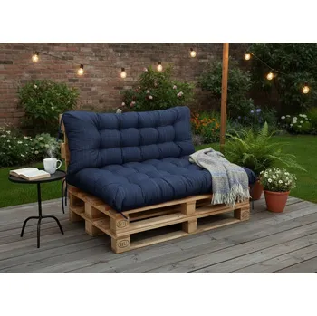 Podsedák Paletové prošívané sezení DENIM PIETRO SET - sedák 120x80 cm, opěrka 120x40 cm, tmavě modrá color 04, Mybesthome