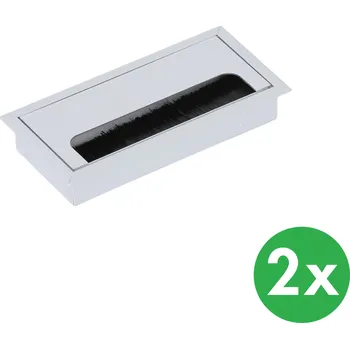 Nábytkové kování Hliníková stolová kabelová průchodka, 80 x 160 mm, balení 2 ks