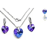Ocelová souprava srdce Swarovski - Heliotrope