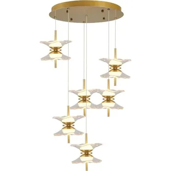 LED Lustr na lanku BUTTERFLY 12xLED/5W/230V 3000K zlatá