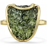 Zlatý prsten se surovým vltavínem Kalli, vel. 65 - 4,74 g