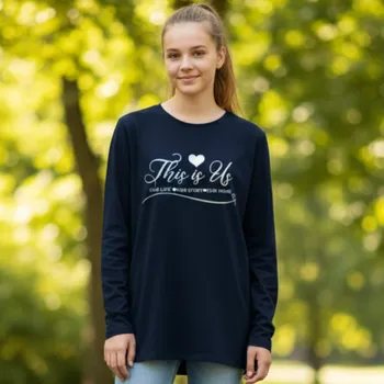 Dívčí oblečení DÍVČÍ TRIČKO černé Kugo HC0750 (Dívčí tričko dlouhý rukáv)