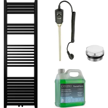 Radiátor CERANO - Koupelnový elektrický radiátorový set Franko - 300W - černá matná - 1600x500 mm