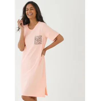 Dámská noční košile Sada 2 nočních košil s potiskem zvířecí srsti růžová+hnědošedá 38/40