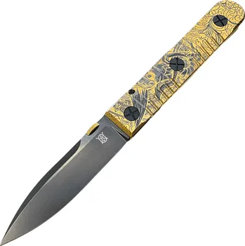 kapesní nůž Elishewitz EK Integral - Dirk blade - Black/Brass - Japanese Demon