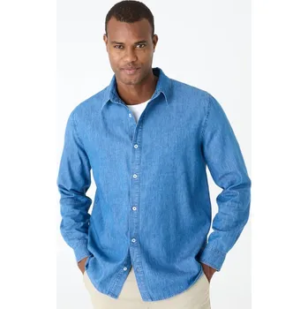 Dámská móda Džínová košile s dlouhými rukávy modrá 45/46