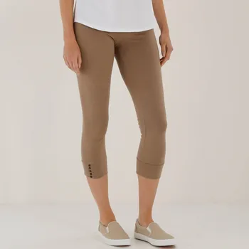 Dámské legíny 3/4 legíny s ozdobnými knoflíčky hnědošedá 58