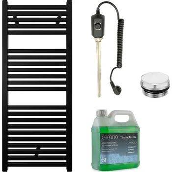 Radiátor CERANO - Koupelnový elektrický radiátorový set Donovan - 300W - černá matná - 1200x500 mm