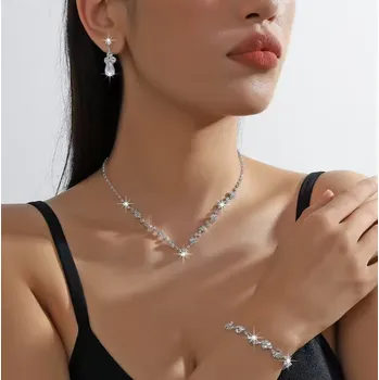 Souprava šperků B-TOP Jemná 3-dílná souprava Drahokam typ 3 - postříbřená