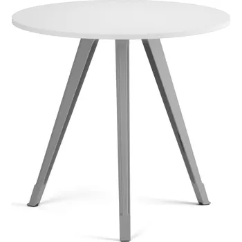 Konferenční stolek Konferenční stůl PRIMO ZEN, průměr 80 cm, šedostříbrná podnož, bílá