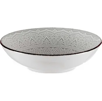 Talíř Hluboký kameninový talíř MANDALA 20 cm šedý