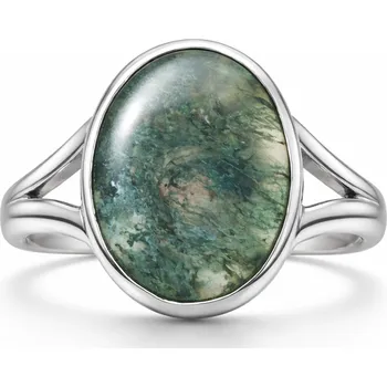 Prsten Stříbrný prsten s mechovým achátem Gaia - 59