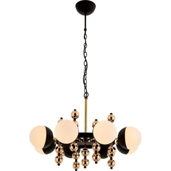 Lustr na řetězu DAISY 8xE27/40W/230V černá/zlatá