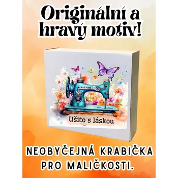 krabička s potiskem Krabička, s potiskem, ŠICÍ STROJ, 17,3x16x5,3 cm, 1 ks