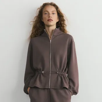 Dámská mikina Reserved - Rozepínací mikina s modalem - hnědá - 793HS-88X - 793HS-88X-L