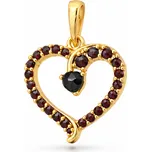 Stříbrný přívěsek srdce s granátem nebo vltavínem Amora - Český granát, Zlacení