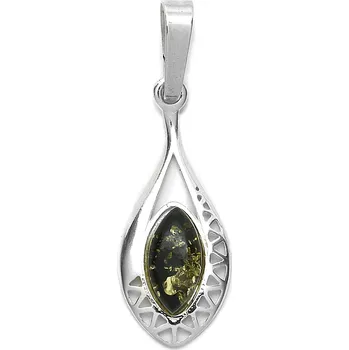 Přívěsek Stříbrný přívěsek se zeleným jantarem Amberly