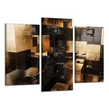 Obraz Obraz na plátně Zlaté kostky , třídílný 4324CX
