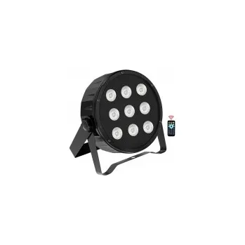 LED PAR flat reflektor 9x 10 W 4-in-1 RGBW, DMX, dálkový ovladač
