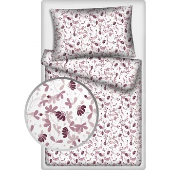 Povlečení Povlečení hladká bavlna LUX - Kytičky fialové 140x200+70x90