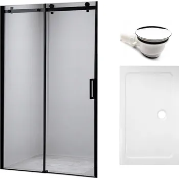 Sprchové dveře BPS-koupelny Posuvné sprchové dveře HYD-PD03C 110 černé/transparent pro instalaci do niky + vanička HYD-OSV-ST04B 110x90 bílá