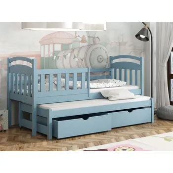 Dětská postel Dětská postel s přistýlkou Kubuš 2 Barva dřeva: Modrá, 80x180