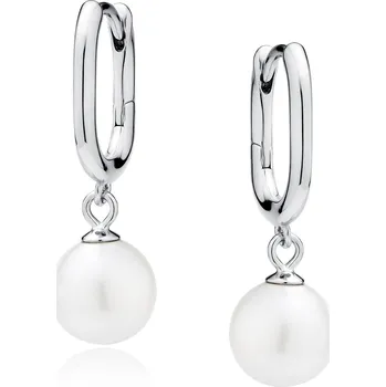 Náušnice Stříbrné oválné náušnice s perlou Ag 925/1000