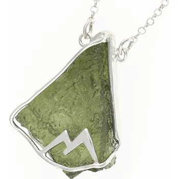 Náhrdelník My Moldavite Stříbrný náhrdelník s přírodním vltavínem - polobrus 26-046 48 cm