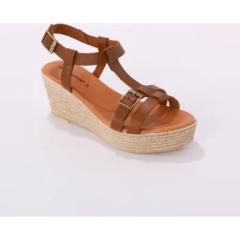 Dámské sandále Kožené sandály na klínovém podpatku kaštanová 40