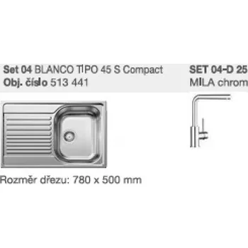 Vodovodní baterie SET 04-D 26 Tipo 45 S Compact přírodní lesk + Mila chrom