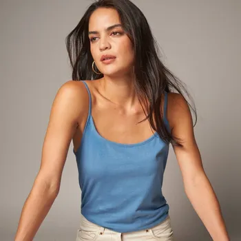 Dámská móda Top s úzkými ramínky modrá 52