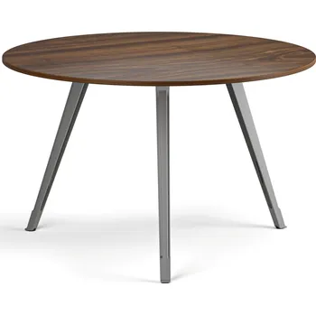 Konferenční stolek Konferenční stůl PRIMO ZEN, průměr 120 cm, šedostříbrná podnož, ořech