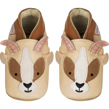 Capáčky LAIT ET MIEL Kožené capáčky s kozou 0-6 měsíců Béžová 17-18