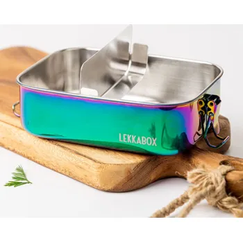 Svačinový box Lekkabox nerezový svačinový box Safe - Leak-proof rainbow stainless steel