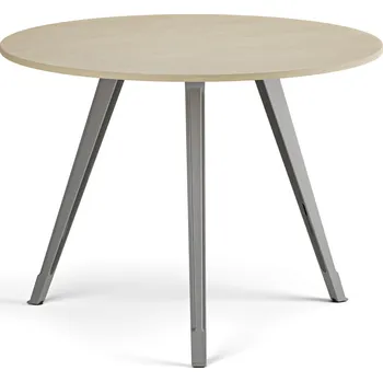 Konferenční stolek Konferenční stůl PRIMO ZEN, průměr 100 cm, šedostříbrná podnož, bříza