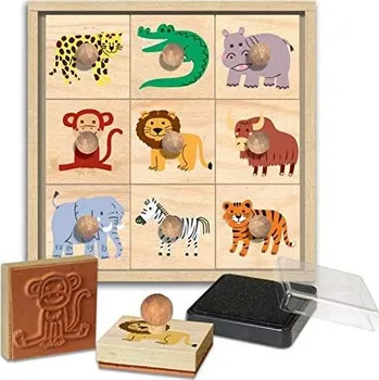 Dětské razítko Créa Lign Dřevěná razítka s držákem Savana 9 ks