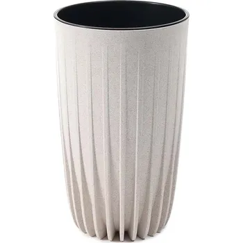 Květináč Lamela LAMELA, Květináč MIRA průměr 25 cm, vysoký, WOOD bílý
