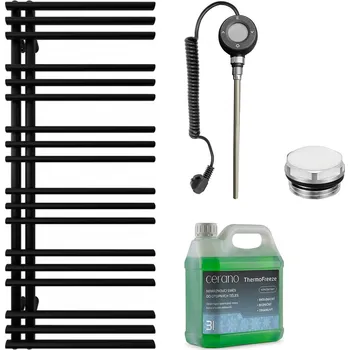 Radiátor CERANO - Koupelnový elektrický radiátorový set Burke - L/P - WIFI - 600W - černá matná - 1200x500 mm