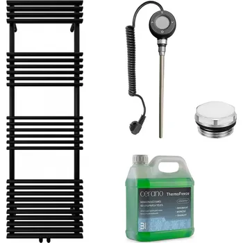 Radiátor CERANO - Koupelnový elektrický radiátorový set Luigi - WIFI - 600W - černá matná - 1600x500 mm