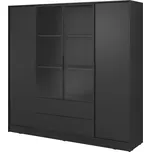 Šatní skříň Kelly 4D RM s policemi 206 cm černá