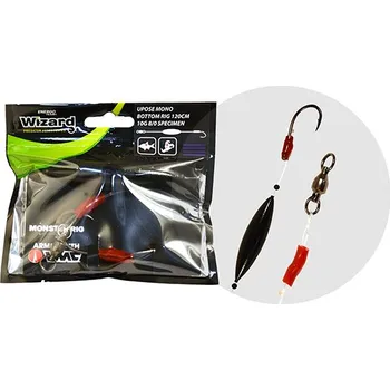 Rybářský háček Wizard Sumcový návazec Monster Upose Mono Bottom Rig 10g 8/0 Specimen