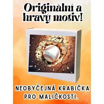 Krabička na výslužku Krabička, s potiskem, BASEBALL MÍČ ve zdi, 17,3x16x5,3 cm, 1 kus